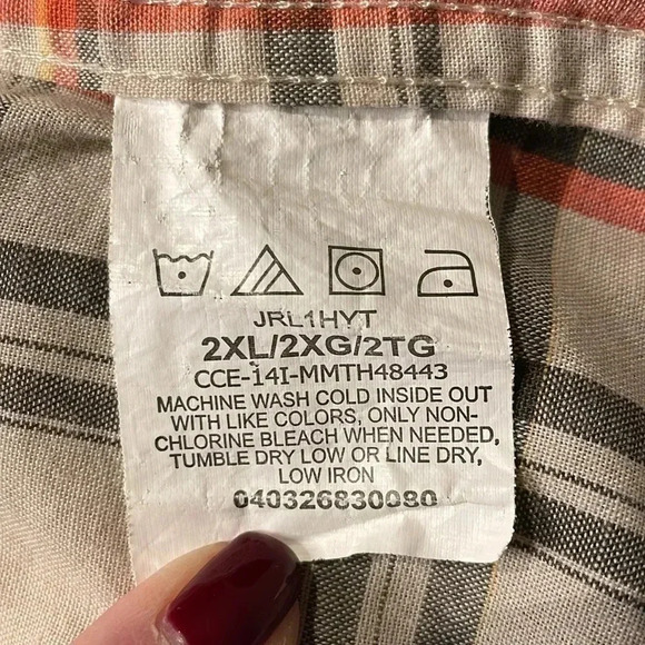 Wrangler Jeans Co. RED Western 2XL Pearl Snap Long-Sleeved Shirt - Picture 8 of 9